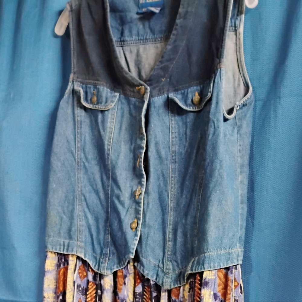 Denim and Patterned Maxi Dress